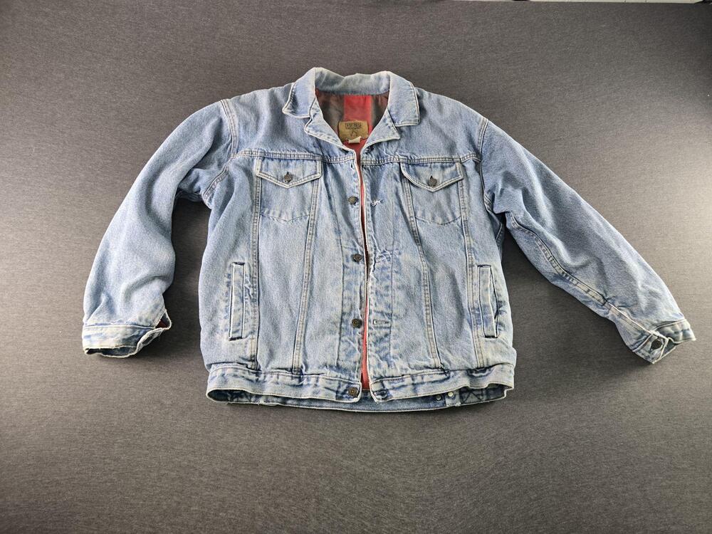 Vintage Gap Jacket Mens XL Blue Denim Plaid Lined Button Bomber Flannel Y2K